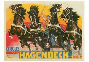 Hagenbeck Circus Chariot with Four Horses Modern Postcard