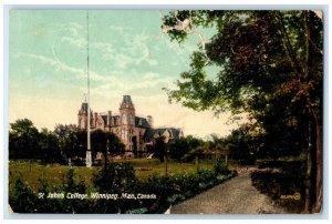 c1910 St. John's College Winnipeg Manitoba Canada Antique Posted Postcard