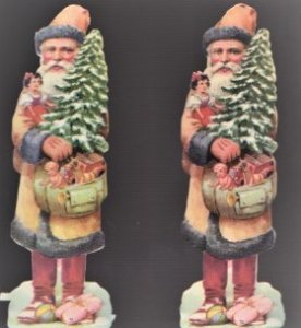 Gnome like European Santa  Pair of Cutouts