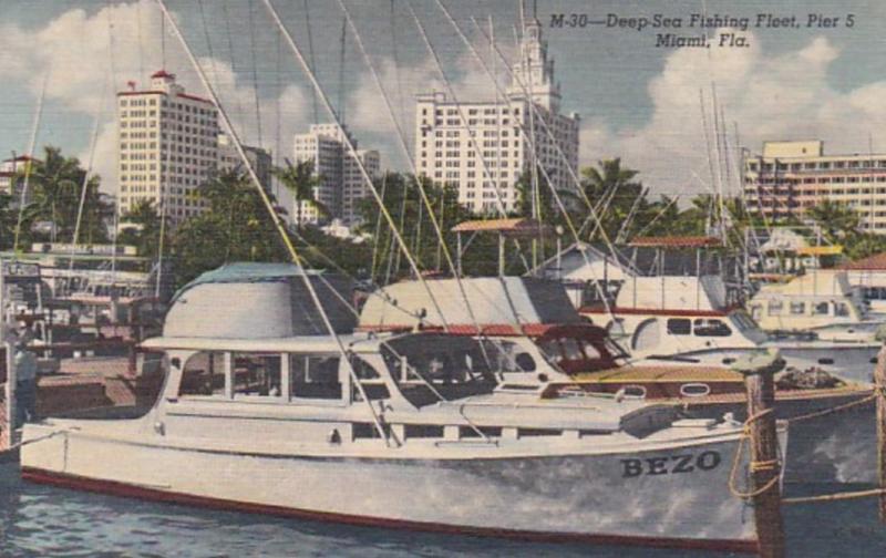 Florida Miami Pier 5 Deep Sea Fishing Fleet Curteich