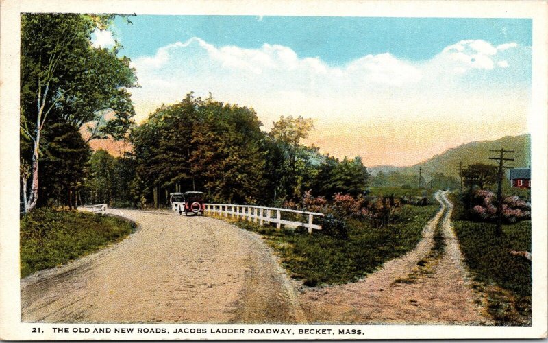 Old & New Roads Jacobs Ladder Roadway Becket Massachusetts WB Postcard
