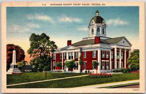 Toccoa Georgia GA, Stephens County Court House, Lawn Grass, Vintage Postcard