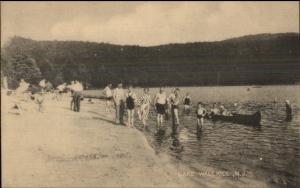 Lake Wallkill NJ Boating Swimming Old Postcard