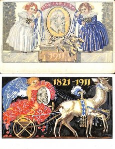 Germany Bavaria Prince Luitpold artist signed M. Diez 1911 unit of 2 postcards 