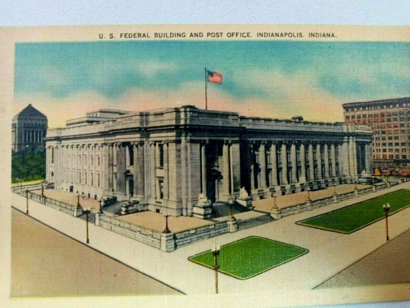 Vintage Postcard US Federal Building and Post Office Indianapolis Indiana IN