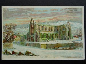 Monmouthshire TINTERN ABBEY Snow Scene - Old Postcard by COLMAN'S STARCH
