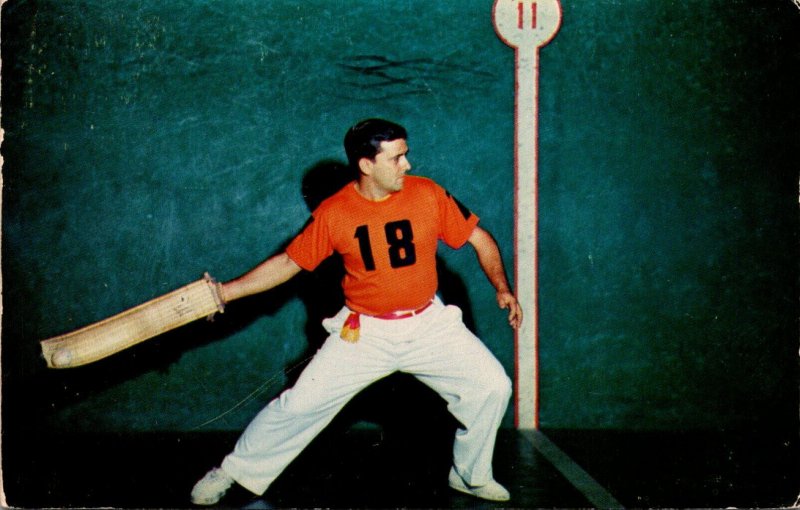 Jai Alai Player With Cesta Florida 1956