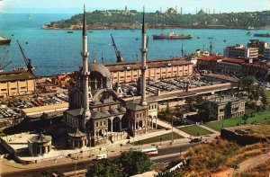 Vintage Postcard Istanbul Ve Saheserleri Nusretiye Camii Liman Sarayburnu Turkey