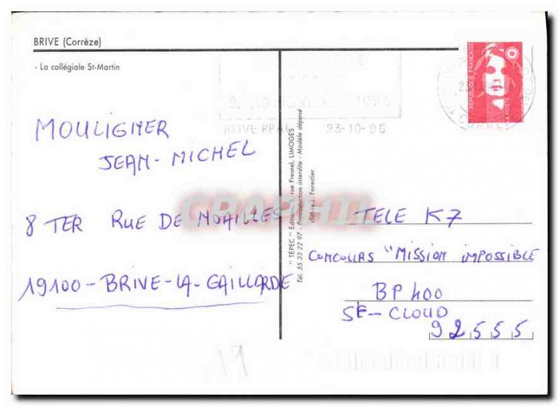 Modern Postcard Brive Correze La collegiate St Martin