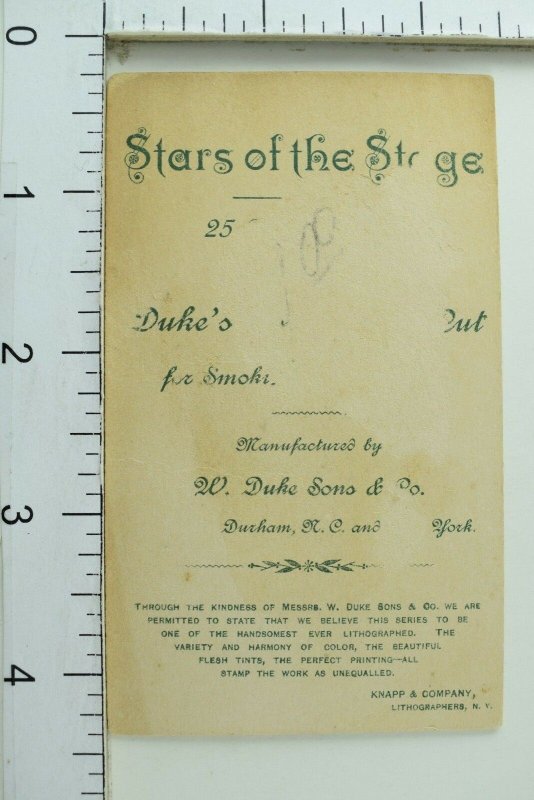 1870's-80's Stars Of The Stage, W. Duke Sons Cigarette Tobacco Trade Card F96