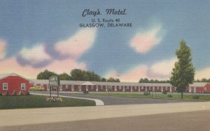 Postcard Clay's Motel Glasgow Delaware DE