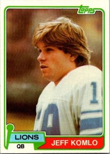 1981 Topps Football Card Jeff Komlo Detroit Lions sk10327