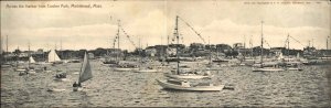 Marblehead Mass MA Crocker Park Harbor Boats Fold-Open c1910 Postcard