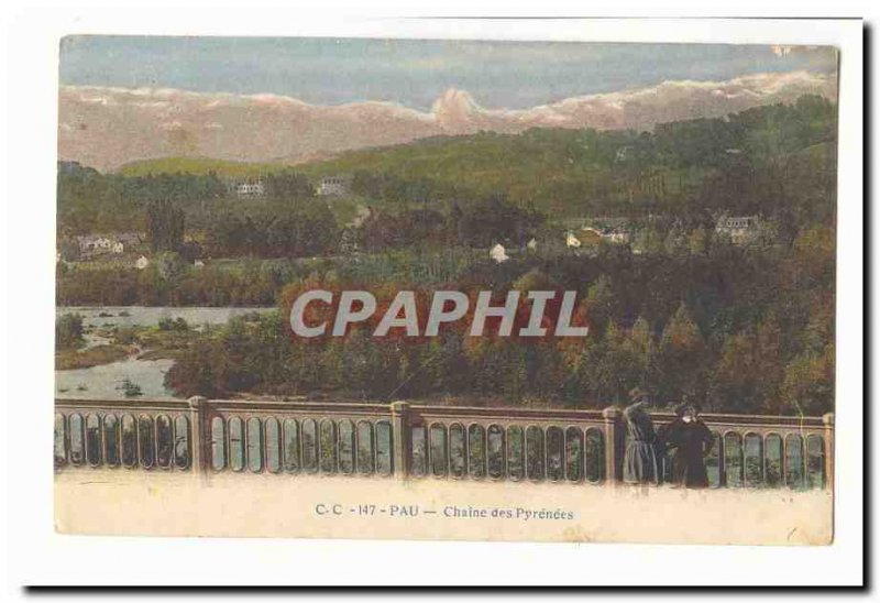 Pau Old Postcard Chaine des Pyrenees