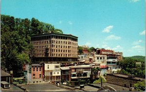 Vtg Basin Park Hotel & Downtown Eureka Springs Arkansas AR 1950s Postcard