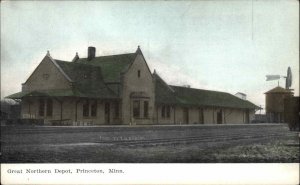 Princeton MN GN Great Northern RR Train Depot Station c1910 Postcard