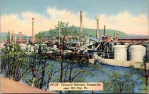 Postcard Pennzoil Refinery - Rouseville Near Oil City PA