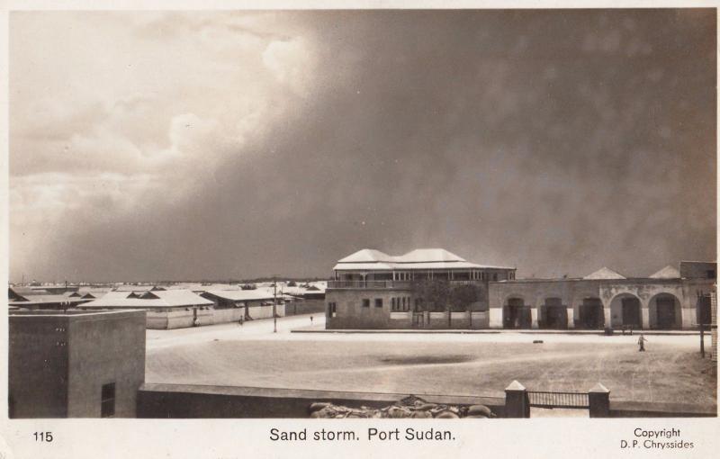 Sand Storm at Port Sudan Real Photo Disaster Postcard