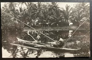 Mint Samoa Real Picture Postcard RPPC Fishing Canoe