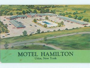 Unused Pre-1980 HAMILTON MOTEL AERIAL VIEW Utica New York NY u6448