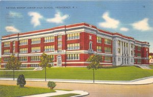 Providence Rhode Island 1940 Postcard Nathan Bishop Junior High School