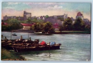 c1910's Windsor Castle From The River Boats Windsor UK Oilette Tuck Postcard