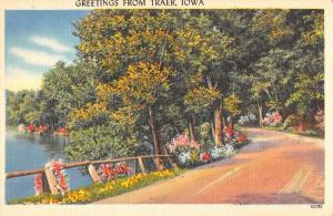 Traer Iowa Scenic Roadway Greeting Antique Postcard K88712