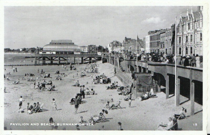 Somerset Postcard - Pavilion and Beach - Burnham-on-Sea - Ref 9058A