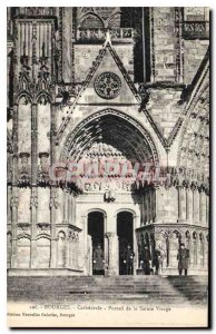 Old Postcard Bourges Cathedral Portal of the Virgin Mary