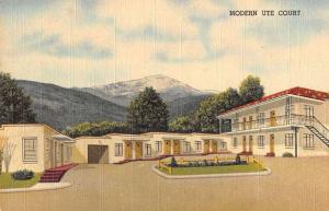 Colorado Springs Colorado modern Ute Court motel linen antique pc Y14858