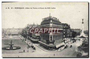 Old Postcard Bordeaux Allees de Tourny and Cours du XXX Juillet