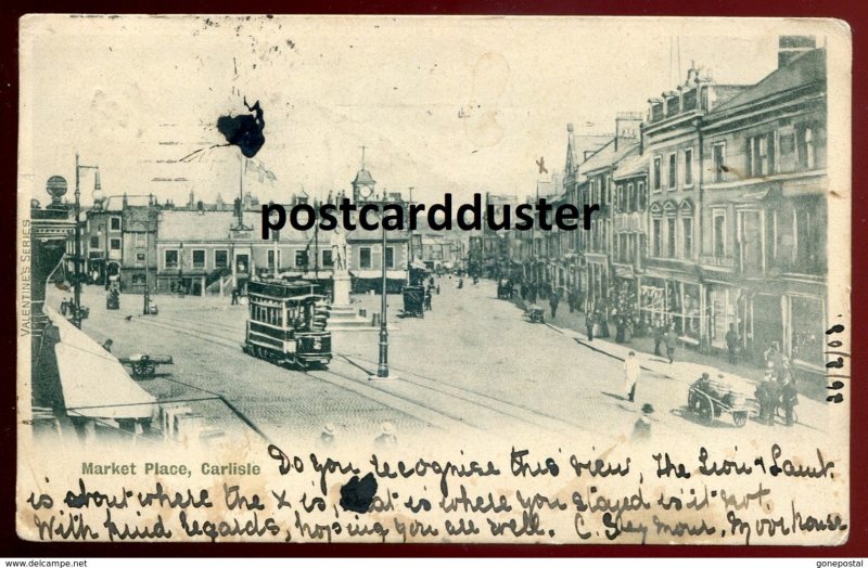 dc969 - ENGLAND Carlisle 1903 Market Place & Town Hall. Tram