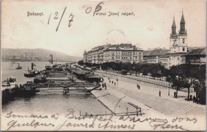 Hungary Budapest Ferenc József Rakpart Vintage Postcard C212