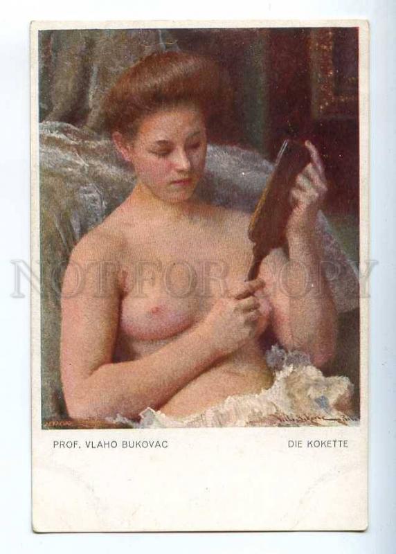 226759 NUDE Belle Girl w/ MIRROR by Vlaho BUKOVAC Vintage PC