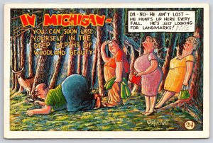 Vintage Postcard 1962 You Lose Yourself in Deep Depths Woodland Michigan Comics