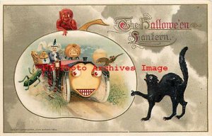 Halloween, Winsch 1914 No 3940-3, Witch Driving Auto with Vegetable People 