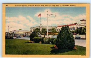 CHANDLER, Arizona AZ ~ Businesses SAN MARCOS HOTEL City Park 1950s Postcard