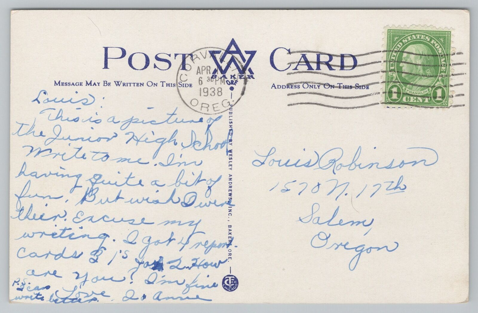 Corvallis OregonHigh School Building Covered In VinesVintage Postcard