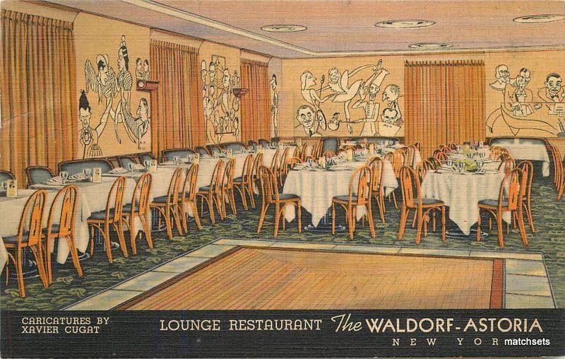 1940s Lounge Restaurant Waldorf Astoria New York Teich postcard 10922