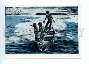 142237 Puerto Rico boys Ships by Lorenco OMAR Old postcard