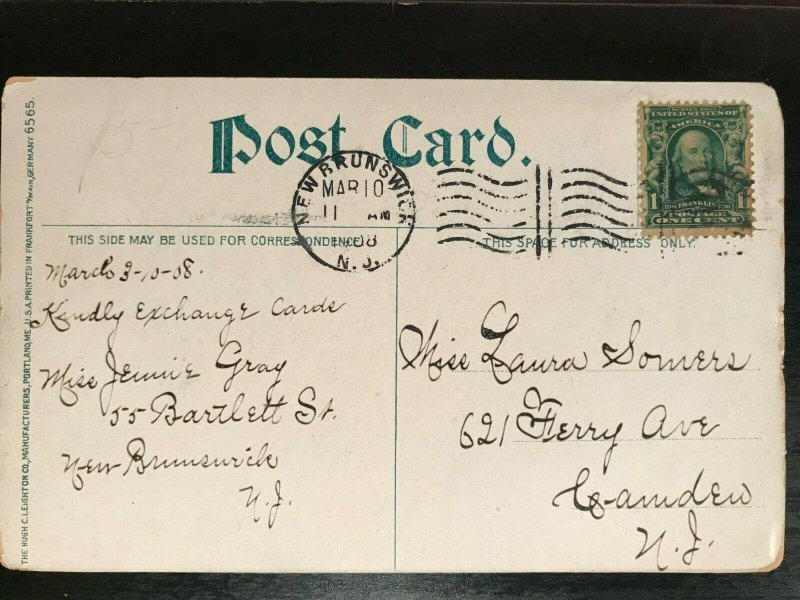 Vintage Postcard 1908 Wells Memorial Hospital New Brunswick New Jersey