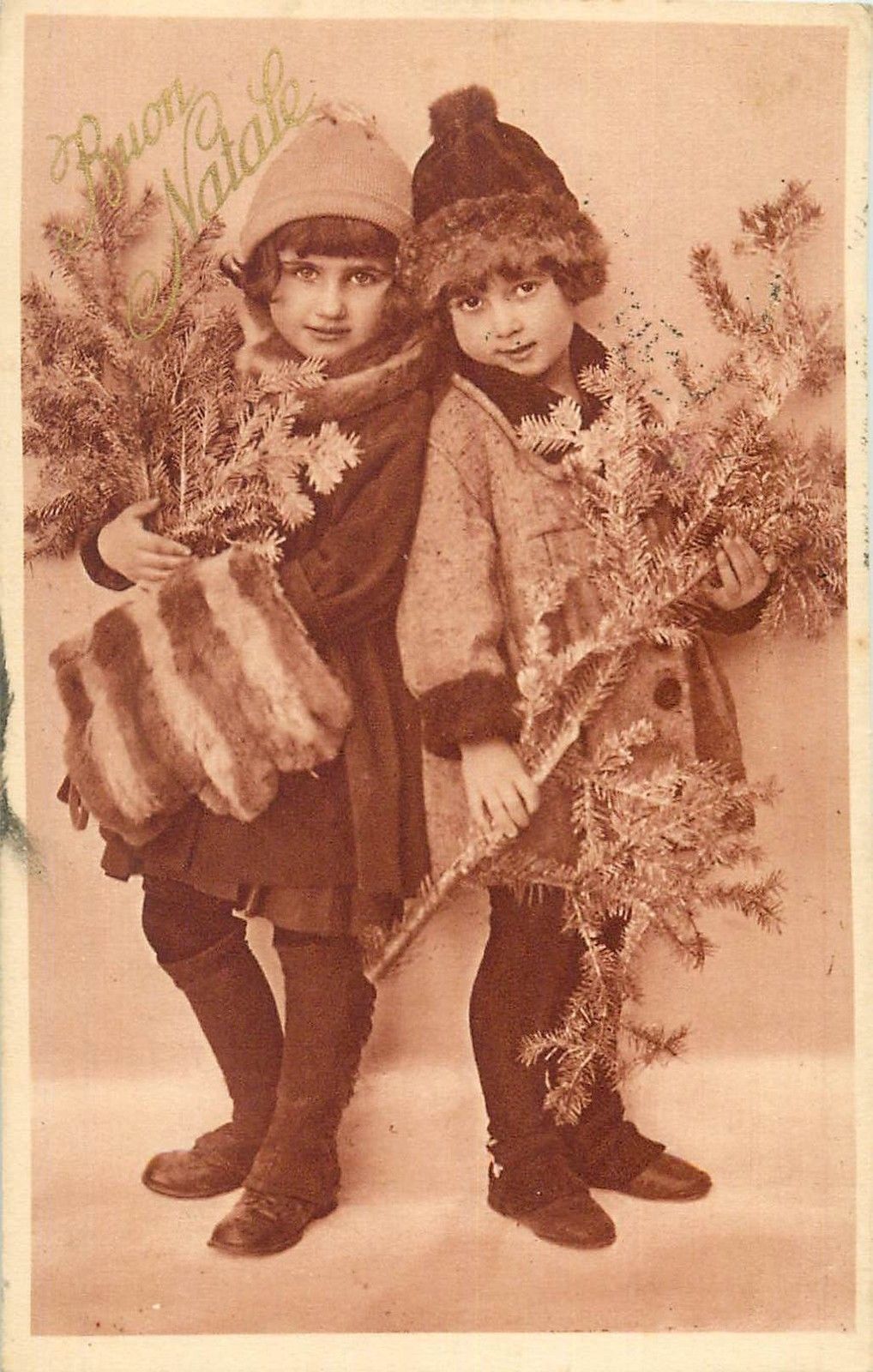 Buon Natale 1933.Buon Natale Italy Children Girls Vintage 1933 Greetings Christmas Postcard Hippostcard