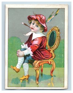 1880's Child Smoking Diamond Paints C.A. Miller PA Victorian Trade Card P130