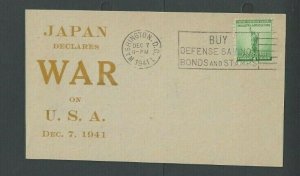 1941 Patriotic WW2 Begins Dec 7 Japan Declares War On USA Fidelity Cachet