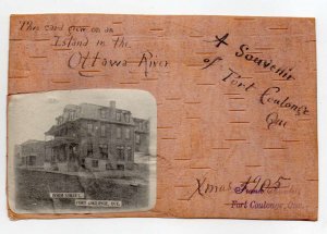 Fort Coulonge Quebec Canada Boom Street Birch Bark Hand Made Postcard AA83362