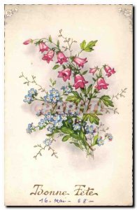 Old Postcard Bonne Fete Flowers