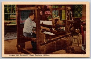 Dearborn Michigan~Plymouth Carding Mill @ Greenfield Village~Vtg Linen Postcard