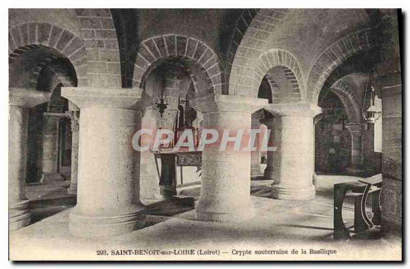 Old Postcard Saint Benoit sur Loire Loiret underground crypt of the Basilica