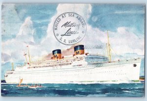 San Pedro CA Postcard Matson Lines Luxury Mail at Seaboard SS Lurline 1952