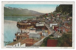 Ketchikan, Alaska, Vintage Postcard View West, Up Tongass Narrows 